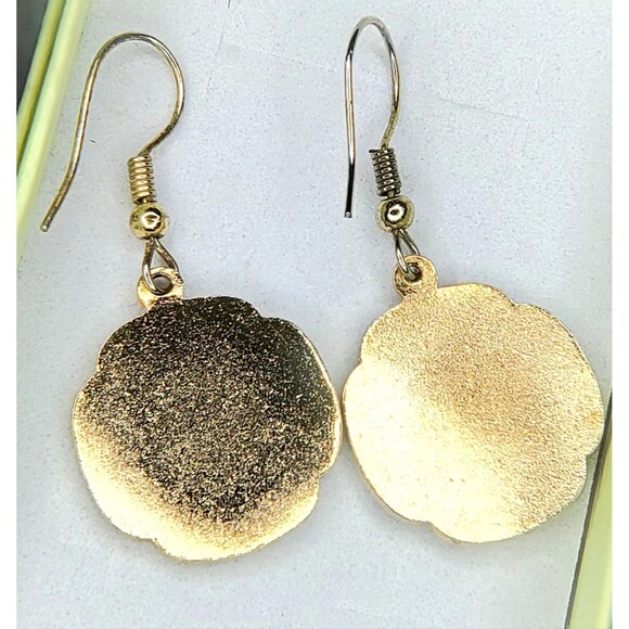 Vtg Cloisonne Enamel Unicorn Dangle Earrings Gold Tone Red Blue Boho Fantasy - Picture 5 of 10